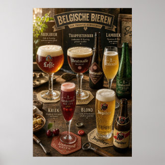 Belgischer Bierstile-Tavernenführer-Poster Poster