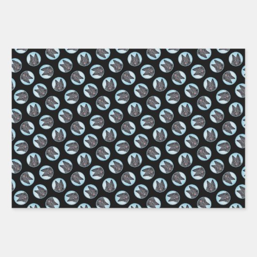 Belgischer Groenendael Sheepdog Schwarze Malerei H Geschenkpapier Set (Vorderseite 3)