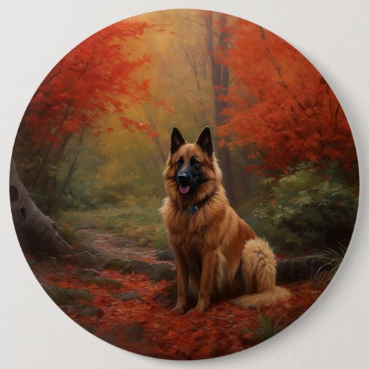 Belgischer Hirte im Herbst Leaves Fall Inspiriert Button (Vorderseite)