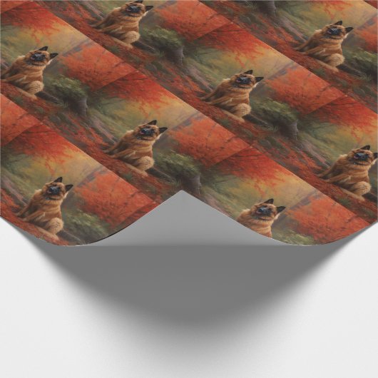 Belgischer Hirte im Herbst Leaves Fall Inspiriert Geschenkpapier (Ecke)
