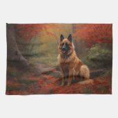 Belgischer Hirte im Herbst Leaves Fall Inspiriert Geschirrtuch (Horizontal)
