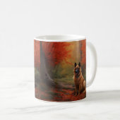 Belgischer Hirte im Herbst Leaves Fall Inspiriert Kaffeetasse (VorderseiteRechts)
