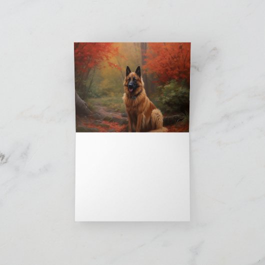 Belgischer Hirte im Herbst Leaves Fall Inspiriert Karte (Innenseite)