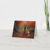 Belgischer Hirte im Herbst Leaves Fall Inspiriert Karte (Vorderseite)