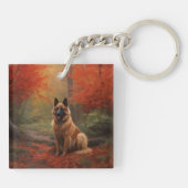 Belgischer Hirte im Herbst Leaves Fall Inspiriert Schlüsselanhänger (Rückseite)
