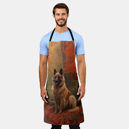 Belgischer Hirte im Herbst Leaves Fall Inspiriert Schürze (Getragen)