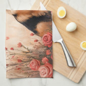 Belgischer Hirte mit Rose - Valentinstag Geschirrtuch (Viertel Falte)