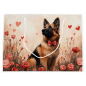 Belgischer Hirte mit Rose - Valentinstag Große Geschenktüte (Vorderseite)