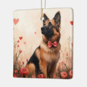 Belgischer Hirte mit Rose - Valentinstag Keramikornament (Links)