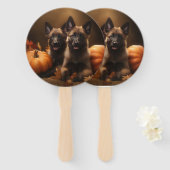 Belgischer Hirte Welpe Herbst Kürbis Fächer (Vorne und Hinten)