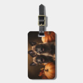 Belgischer Hirte Welpe Herbst Kürbis Gepäckanhänger (Vorderseite vertikal)