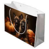 Belgischer Hirte Welpe Herbst Kürbis Große Geschenktüte (Rückseite Schrägansicht)