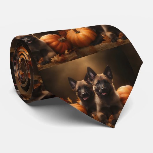 Belgischer Hirte Welpe Herbst Kürbis Krawatte (Gerollt)