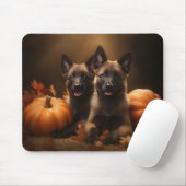 Belgischer Hirte Welpe Herbst Kürbis Mousepad (Mit Mouse)