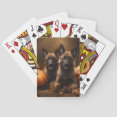 Belgischer Hirte Welpe Herbst Kürbis Spielkarten (Rückseite)