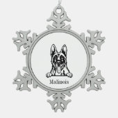 Belgischer Hund Malinois Schneeflocken Zinn-Ornament (Vorderseite)