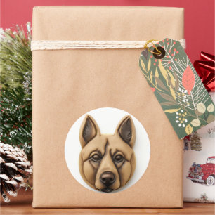 Belgischer Malinoi-Hund 3D inspiriert Runder Aufkleber