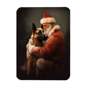 Belgischer Malinoi mit festlichem Weihnachtsmann W Magnet