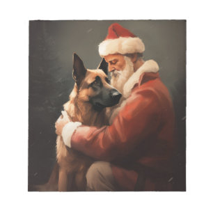 Belgischer Malinoi mit festlichem Weihnachtsmann W Notizblock