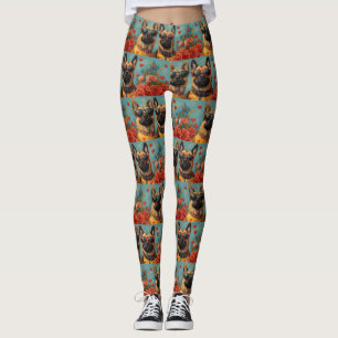 Belgischer Malinoi mit Herzrosen zum Valentinstag Leggings