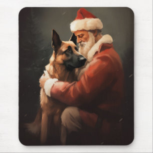 Belgischer Malinoi mit Santa Claus Festliches Weih Mousepad