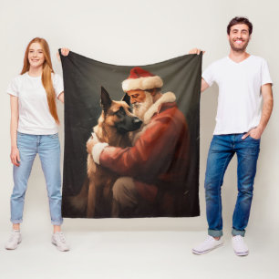 Belgischer Malinoi mit Santa Claus Weihnachtsfest Fleecedecke