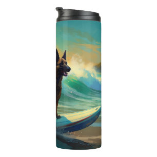 Belgischer Malinoi Strand Surfen Malerei Thermosbecher