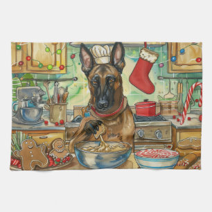 Belgischer Malinoi Weihnachtsbäckerei: Festliches Geschirrtuch