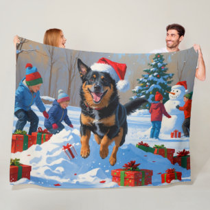 Belgischer Malinoi-Weihnachtsfest-Schneeszene Fleecedecke