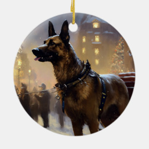 Belgischer Malinoi Weihnachtsfestzeit Keramik Ornament