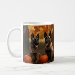 Belgischer Malinoi-Welpe Herbstfreude Kürbis  Kaffeetasse