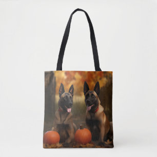 Belgischer Malinoi-Welpe Herbstfreude Kürbis Tasche