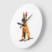 Belgischer Malinois (3) Große Wanduhr (Winkel)