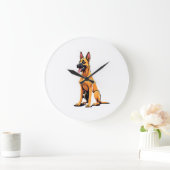Belgischer Malinois (3) Große Wanduhr (Zuhause)