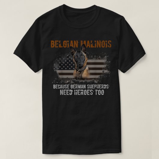 Belgischer Malinois-amerikanischer Flaggenhund T-Shirt (Design vorne)