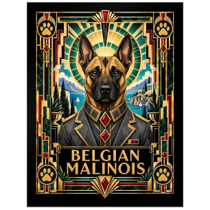 Belgischer Malinois, Art Deco Hund Postkarte