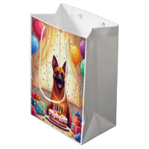 Belgischer Malinois Geburtstagsfeier Mittlere Geschenktüte