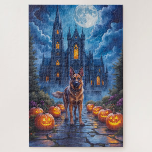 Belgischer Malinois Gotische Kathedrale Halloween Puzzle