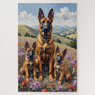 Belgischer Malinois Heather Field Kunst Puzzle