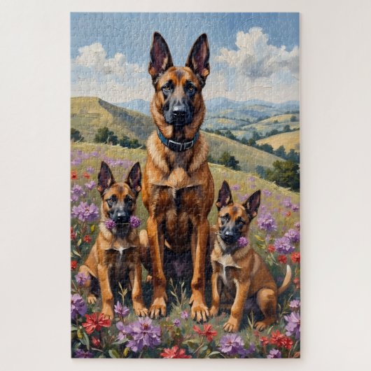 Belgischer Malinois Heather Field Kunst Puzzle (Vertikal)