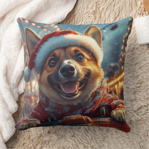 Belgischer Malinois-Hund Achterbahn Weihnachten  Kissen