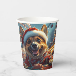 Belgischer Malinois-Hund Achterbahn Weihnachten  Pappbecher