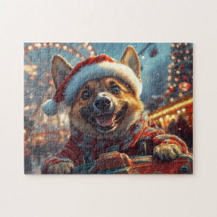 Belgischer Malinois-Hund Achterbahn Weihnachten  Puzzle