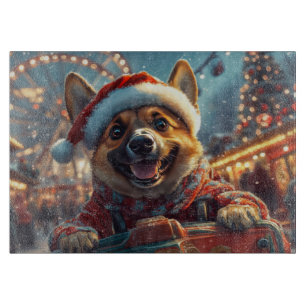 Belgischer Malinois-Hund Achterbahn Weihnachten Schneidebrett