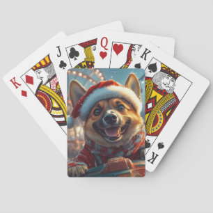 Belgischer Malinois-Hund Achterbahn Weihnachten  Spielkarten