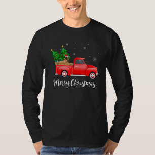 Belgischer Malinois-Hund fährt auf rotem LKW Weihn T-Shirt