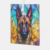 Belgischer Malinois-Hund "Festglas" Ornament Aus Glas (Vorderseite links)