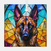 Belgischer Malinois-Hund "Festglas" Ornament Aus Glas (Rückseite)