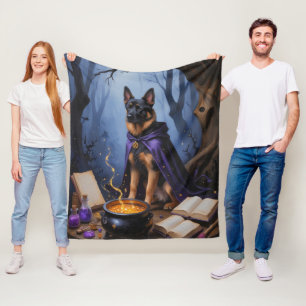 Belgischer Malinois Hund Gemälde zu Halloween Fleecedecke