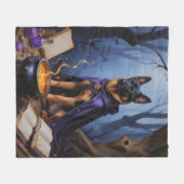 Belgischer Malinois Hund Gemälde zu Halloween Fleecedecke (Vorderseite (Horizontal))